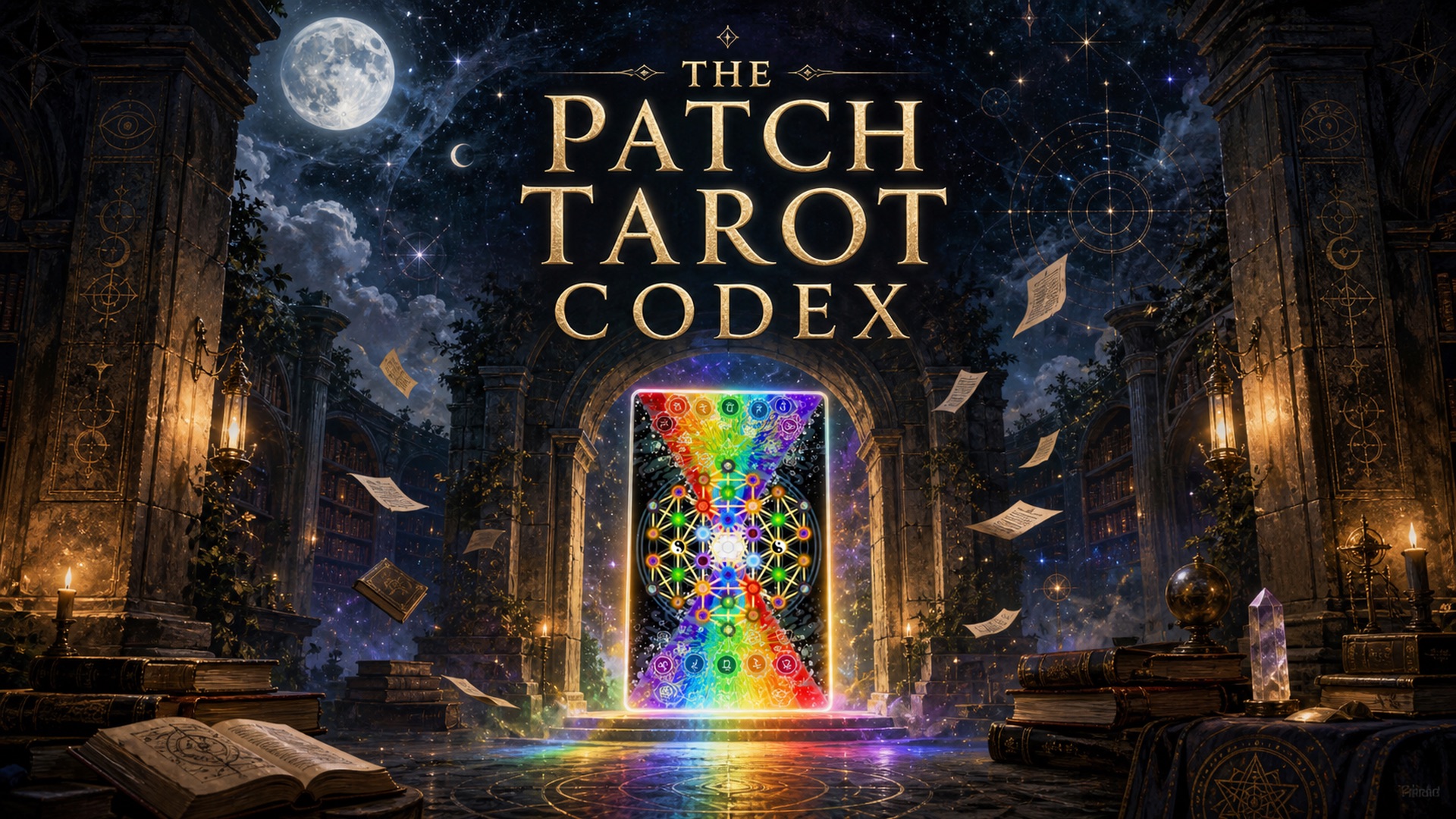 Temple portal artwork for The Patch Tarot Codex